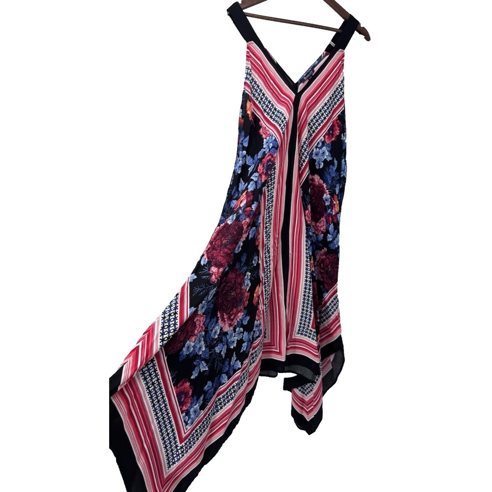 Roaman's Flowy Handkerchief Hem Boho Dress festival beachy resort vacation 14/16